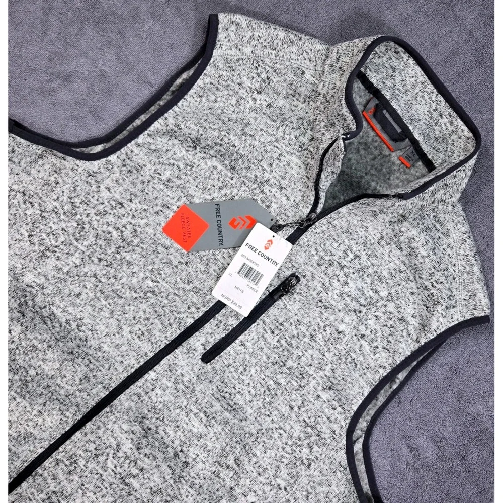 Free Country Sweater Fleece Vest Mens XL Pumice Grey NWT New With Imperfection